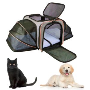 BOLSO EXPANSIBLE CON CARPA PARA MASCOTAS BEEPAW GRIS C/ NARANJA