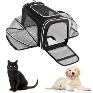 BOLSO EXPANSIBLE CON CARPA PARA MASCOTAS BEEPAW NEGRO C/GRIS