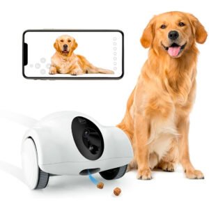 JUGUETE ROBOT CON CAMARA Y MANDO A DISTANCIA CON DISPENSER DE COMIDA BLANCO