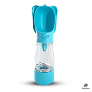 BOTELLA DISPENSADORA DE AGUA Y BOLSAS  BEEPAW CON OREJAS 320ML CELESTE