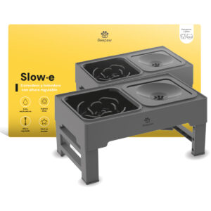 COMEDERO SLOW FEEDER CON ALTURA AJUSTABLE BEEPAW SLOW-E GRIS
