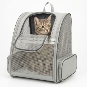 MOCHILA TRANSPORTADORA VENTANA TRANSPARENTE 32X28X41 CM BLANCA