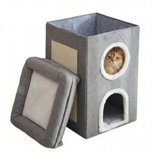 CAMA CUCHA RASCADOR PLEGABLE 39X39X64CM MOD1 GRIS