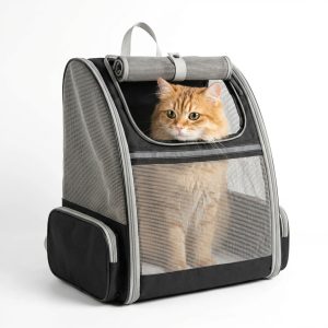 MOCHILA TRANSPORTADORA VENTANA TRANSPARENTE 32X28X41 CM NEGRO