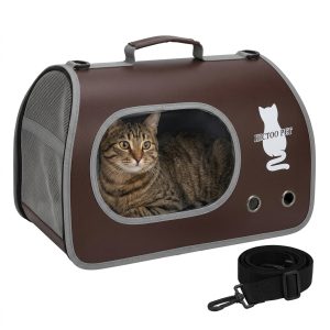 BOLSO TRANSPORTADOR DE MANO VISOR OVALADO 46X25X26 CM MARRON