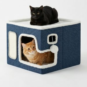 CAMA CUCHA RASCADOR PLEGABLE 58X43X33CM MOD 3 AZUL