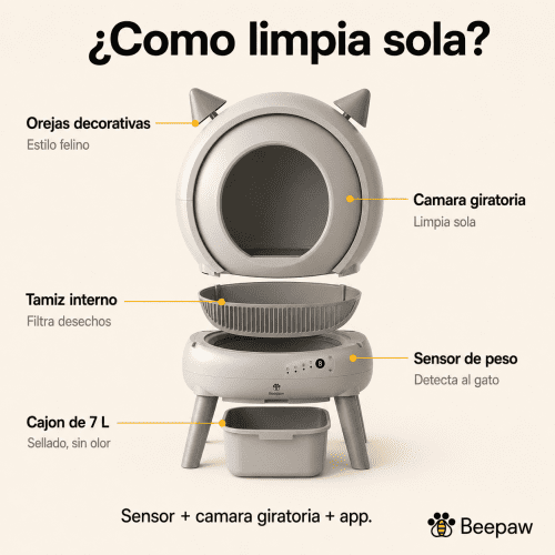 Litera autolimpiante Beepaw Rock-e para gatos – Beepex Pet Shop Argentina